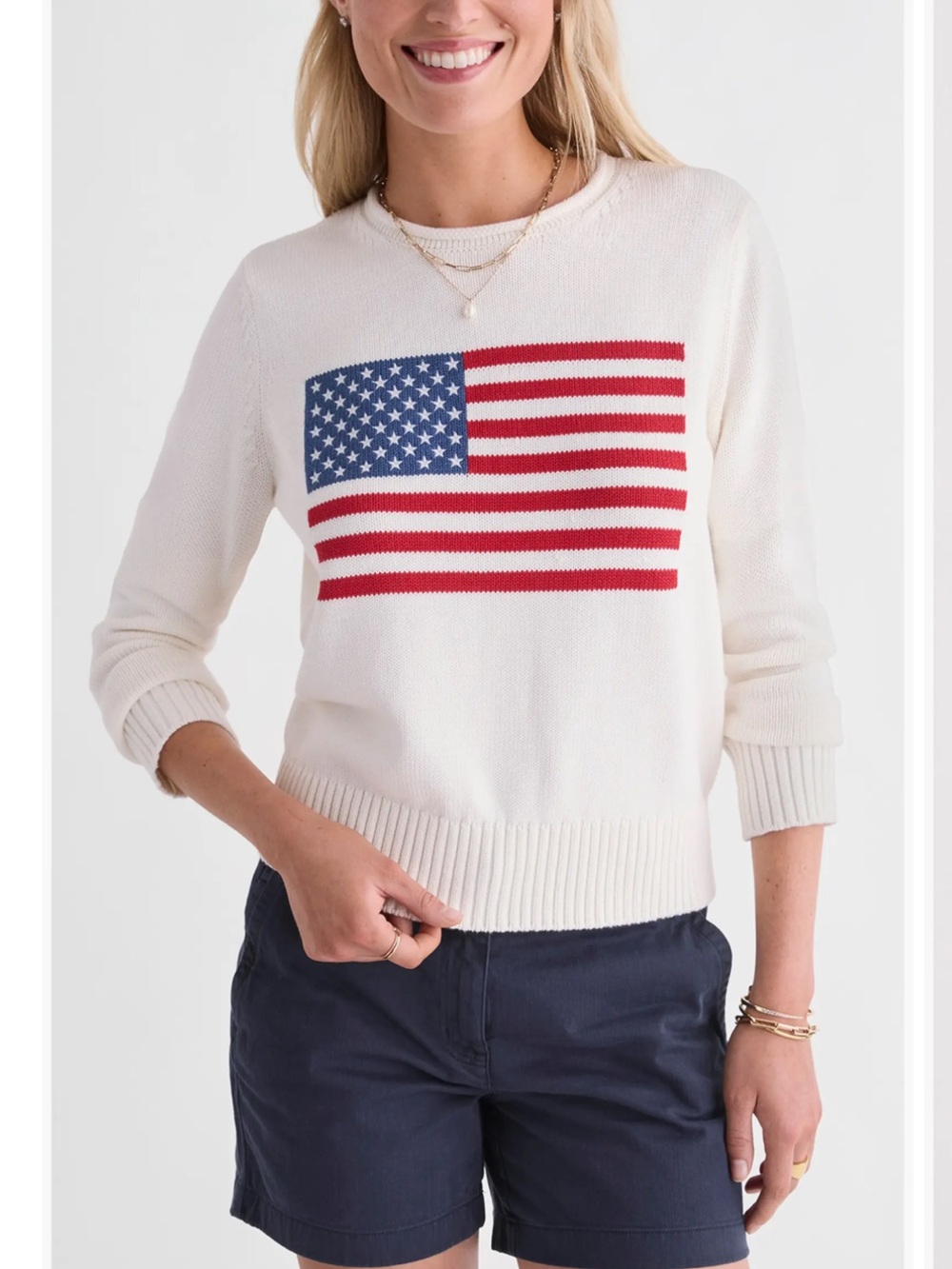 vineyard vines Katie Cotton Americana Rollneck Sweater, White Cap, XS New
